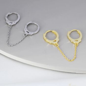Handcuff Hoop Earrings With A Linking Chain, 4 of 9