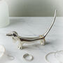 Sausage Dog In Silver Finish Ring Holder In Gift Box, thumbnail 1 of 2