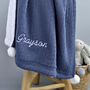 Personalised Knitted Grey Blue Baby Blanket, thumbnail 7 of 11