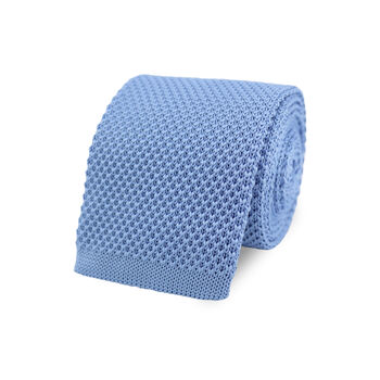 Wedding Handmade Polyester Knitted Pocket Square In Light Blue, 7 of 9