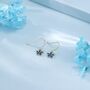 Sterling Silver Sapphire Blue Cz Flower Drop Dangle Earrings, thumbnail 3 of 11