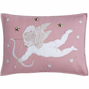 Sequin Embellished Pure Wool Cupid Cushion, 2 of 2