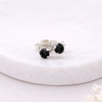 Sterling Silver Onyx Micro Stud Earrings – 3mm, 2 of 4
