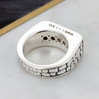 Mens Personalised Sterling Silver And Onyx Ring, 2 of 5