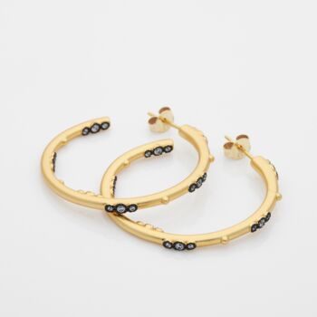 18k Gold Plated Embellished Large Hoops, 2 of 3