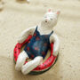 Ceramic Sunbathing Cat Melon, thumbnail 1 of 4