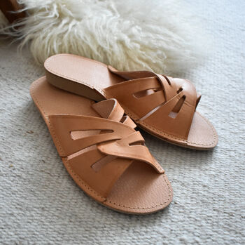 Genuine Leather Slippers With Crossed Straps, 4 of 6