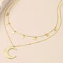 Gold Plated Double Layer Stars And Moon Necklace, thumbnail 2 of 4