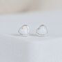 Sterling Silver White Opal Heart Stud Earrings, thumbnail 5 of 11