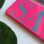 Grey And Neon Pink Monogram Phone Case, thumbnail 7 of 7