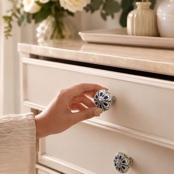 Blue Floral Ceramic Cabinet Knob, 4 of 7