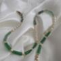 Green Onyx And Aventurine Beaded Necklace With Freshwater Pearls In 18k Gold Detail, May And June Birthstone Jewellery Gift, thumbnail 1 of 6