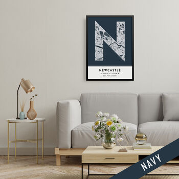 Newcastle City Map Wall Art Print, 5 of 9