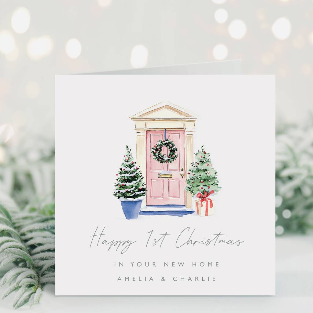 Happy 1st Christmas In Your New Home Card | Door Colour Options, 1 of 4