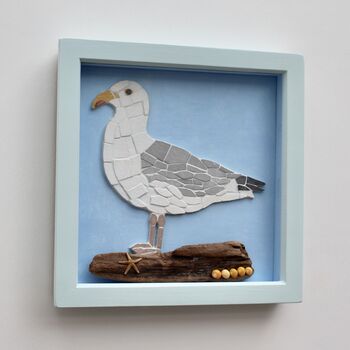 Handmade Framed Seagull Coastal Bird Mosaic Picture, 4 of 4