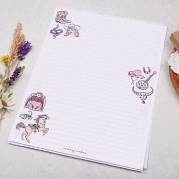 A4 Letter Writing Paper With Pink Wild West Cowgirl, 2 of 4