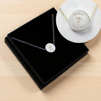 Personalised Silver Tone Flower Disc Necklace, 3 of 5