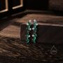 Emerald Green Cz Cluster Stud Long Drop Earrings, thumbnail 1 of 11