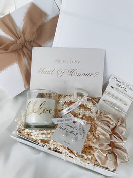 Personalised Bridesmaid Proposal Gift Box Beige, 2 of 3