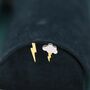 Mismatched Lightning Bolt And Cloud Stud Earrings In Sterling Silver, thumbnail 1 of 10