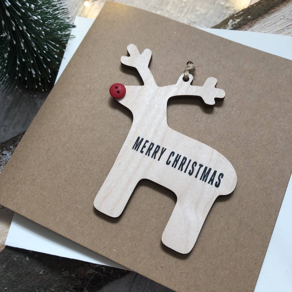 wooden reindeer decoration christmas card by alphabet bespoke creations ...