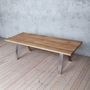 Albert Stainless Steel A Shaped Legs Oak Dining Table, thumbnail 1 of 8