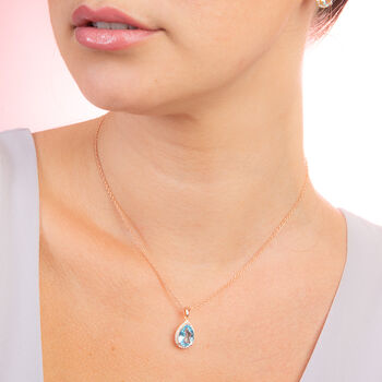 Luscious Blue Topaz 18k Rose Gold Plated Necklace, 2 of 4