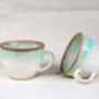 Green Set Of Two Porcelain Tea Cup With Saucer, thumbnail 1 of 8