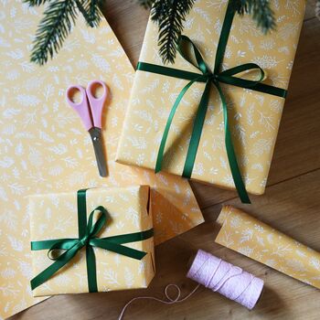 Recycled Yellow Botanical Wrapping Paper Stickers, 3 of 5