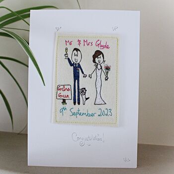 Personalised, Embroidered Wedding Card, 8 of 12