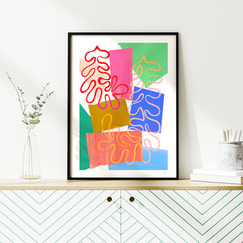Rainbow Abstract Shapes Art Print By Violets Print House