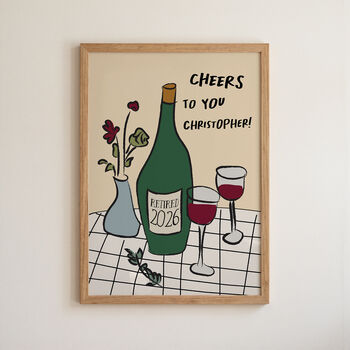 Personalised Retirement Wine Art Print Gift, 10 of 12