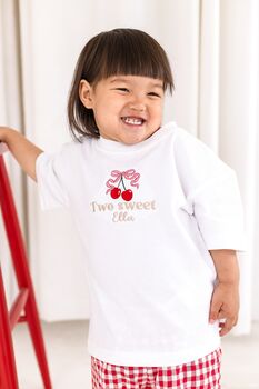 Personalised Cherry 'Two Sweet' Second Birthday T Shirt, 4 of 8