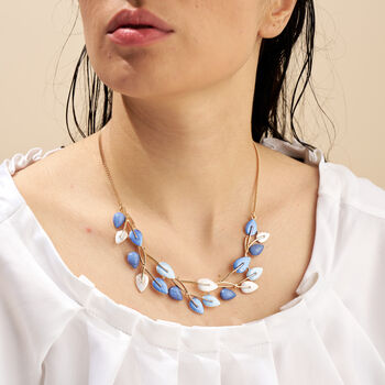 Blue Four Tone Small Leaf Statement Necklace, 2 of 4