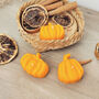 Orange Pumpkin Tea Light Set Of Three Autumn Candles, thumbnail 6 of 10