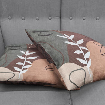 Brown And Green Cushion Cover With Abstract Face, 4 of 7