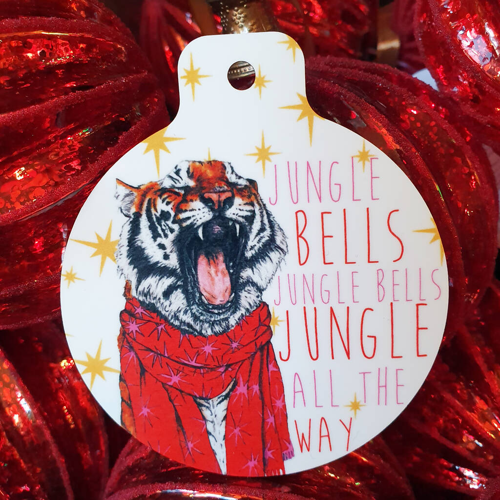 Tiger 'jungle Bells' Christmas Decoration By Fawn & Thistle