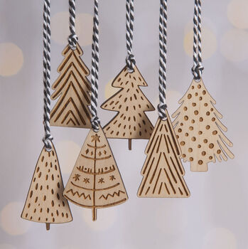 Mini Wooden Christmas Tree Decorations, 2 of 3