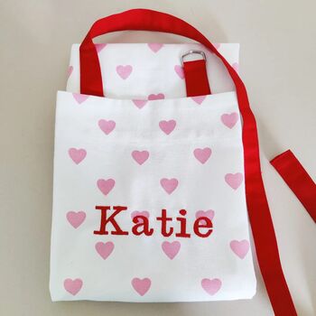 Personalised Pink Red Love Hearts Premium Cotton Apron, 9 of 9