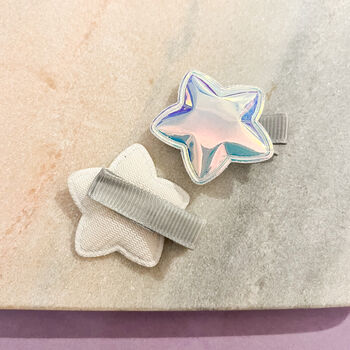 Moonlight Aurora Holographic Star Hair Clips, 2 of 2
