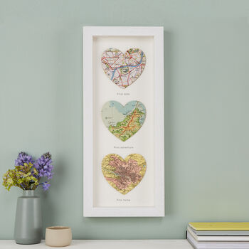 Three Personalised Map Heart Print, 5 of 12