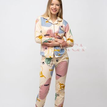 Dog Paw Printed Soft Long Sleeve Night Suits Pyjama Set, 3 of 7
