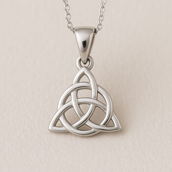 Mens Personalised Sterling Silver Celtic Triquetra Necklace, 2 of 9