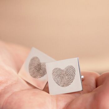 Overlapping Fingerprint Silver Cuff Links, 2 of 12
