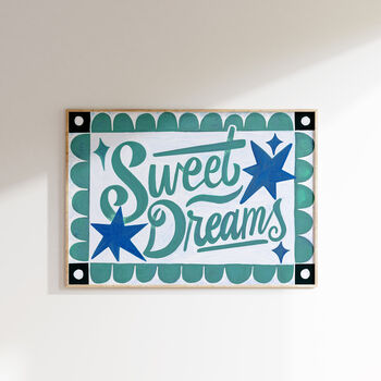 Sweet Dreams Wall Art, Blue Bedroom Print, 5 of 9