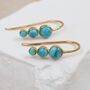 18ct Gold Plated Triple Turquoise Hook Earrings, thumbnail 2 of 5