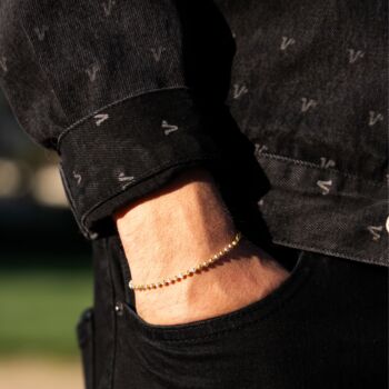 Gold And Silver Moon Cut Bead Chain Bracelet For Men, 8 of 10