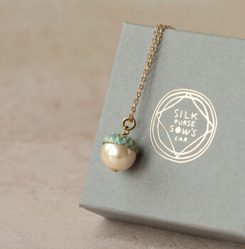 Verdigris Pearl Acorn Earrings, 12 of 12