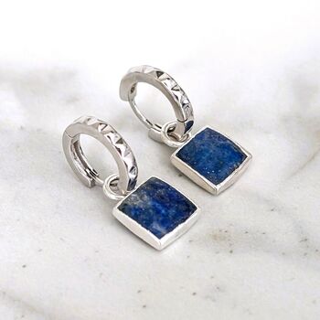 The Square Lapis Lazuli Earrings, Silver, 3 of 7