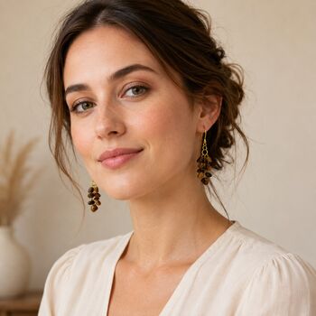 Chip Dangle Earrings, Gold Hook Statement Earrings, Handmade Boho Drop Earrings, 3 of 9